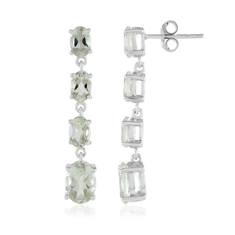 Zilveren oorbellen met groene amethisten