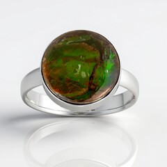 Anello in argento con Ammolite (Bali Barong)