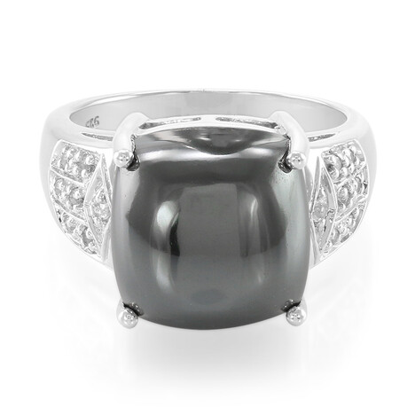 Schwarzer Hämatit-Silberring