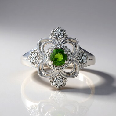 Russian Diopside Silver Ring