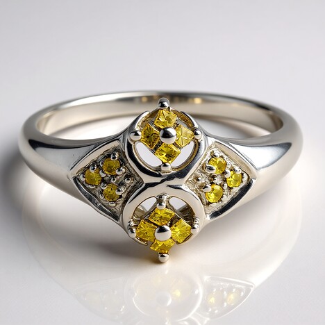 Anello placcato in platino con Diamante Fancy