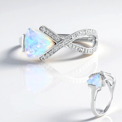 Anello in argento con Opale di Welo AAA (de Melo Essence)