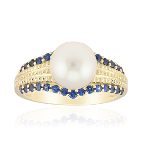 Weiße Südseeperlen-Goldring (Michelle Albala)