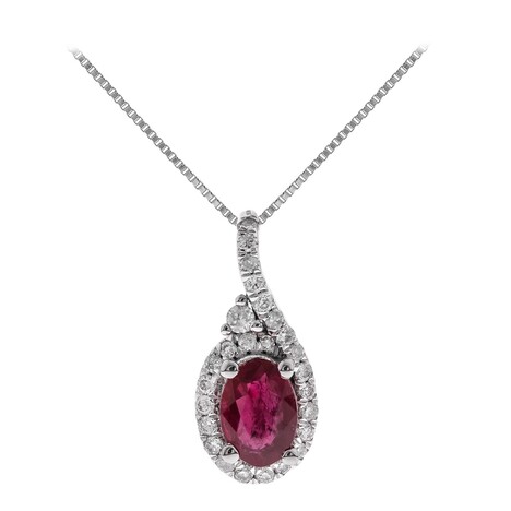 Gouden halsketting met een AAA Mozambique robijn