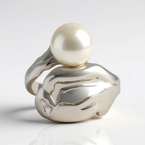 Anello in argento con Perla d'Acqua Dolce Bianca