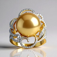 Anello in oro con Perla Dorata dei Mari del Sud Kabira (TPC)