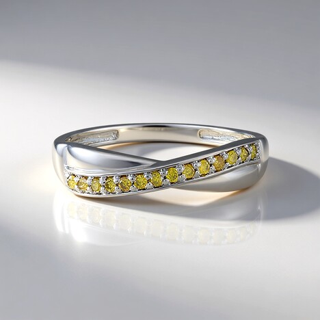 Anello in argento con Diamante Giallo I3