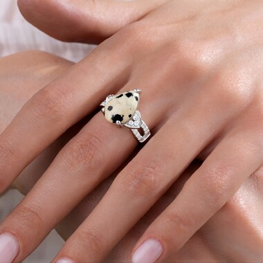 Bague en argent et Jaspe Dalmatien