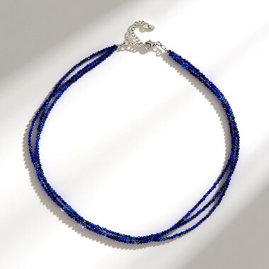 Naszyjnik ze srebra rodowanego - Lapis lazuli