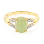 Anello placcato in oro con Crisoprasio Imperiale