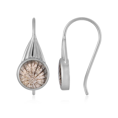 Versteinerte Koralle-Silberohrringe (Bali Barong)