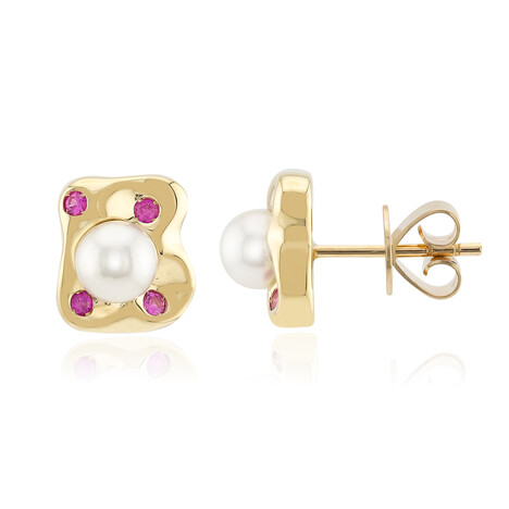 Gouden oorbellen met Akoya parels (Michelle Albala)