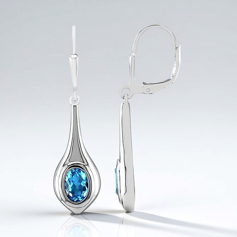 Orecchini in argento con Topazio Blu Svizzero