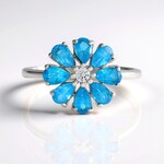 Anello in argento con Apatite Blu Neon