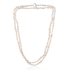 Collar en plata con Perla Keshi blanca de agua dulce