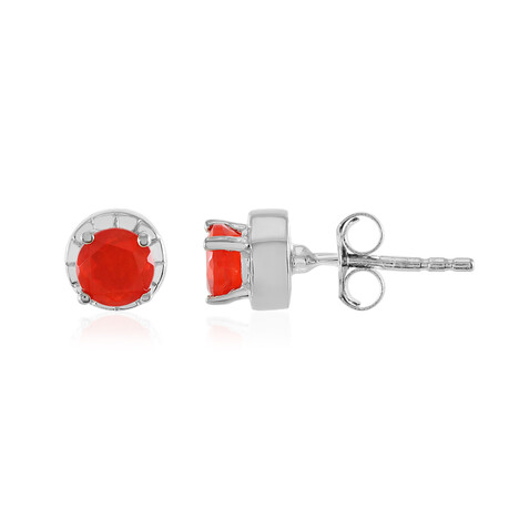Red Ethiopian Opal Silver Earrings