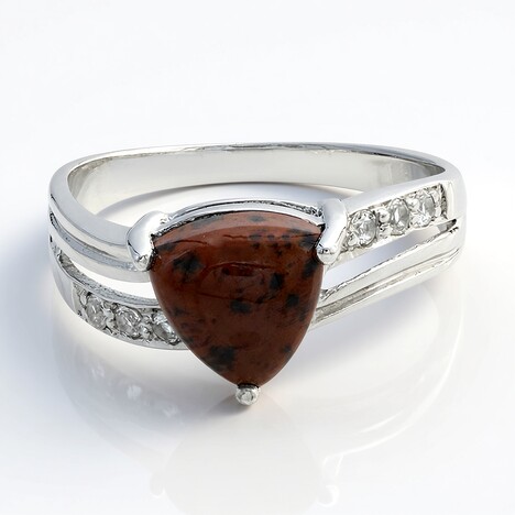 Anello in argento con Ossidiana Mogano