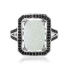 Bague en argent et Quartz étincelant perlé