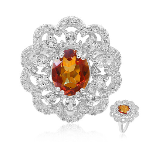 Bague en argent et Quartz mystique rouge du soir