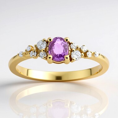 Bague en or et Saphir pourpre de Ceylan