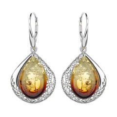 Orecchini in argento con Ambra Sunrise Baltica (dagen)