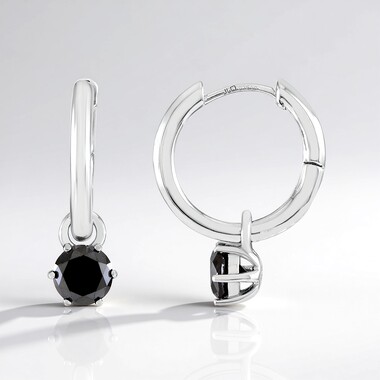 Black Diamond Silver Earrings