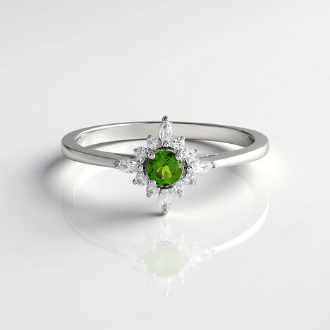Anello in argento con Diopside Russo