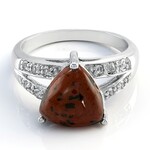 Bague en argent et Obsidienne acajou