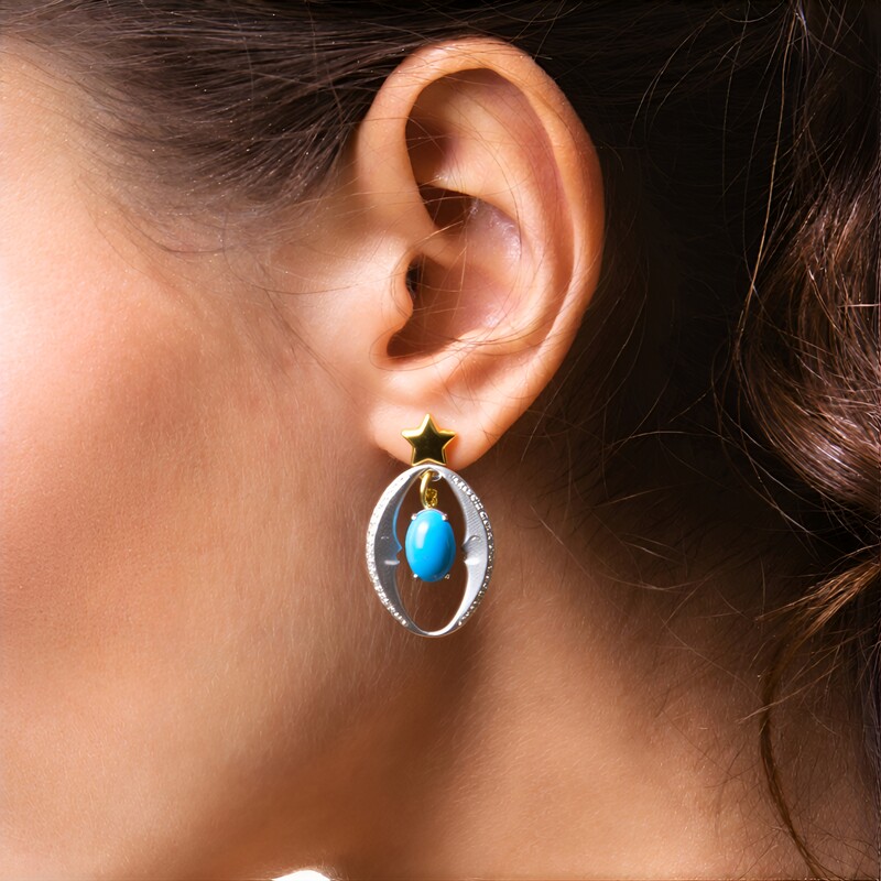 Orecchini in argento con Opale Blu dell'Etiopia (Gems en Vogue)