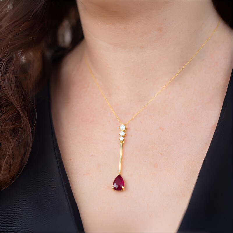 10K AAA Mozambique Ruby Gold Necklace