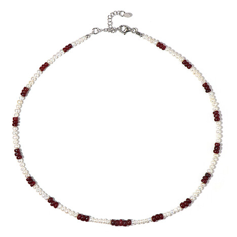 Zilveren halsketting met robijnen (Riya)