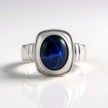Anello in argento con Zaffiro Stellato Blu (de Melo Essence)
