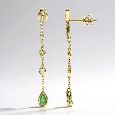 14K Colombian Emerald Gold Earrings (CIRARI)