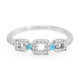 Anello in argento con Apatite Blu Neon e Zaffiro Bianco