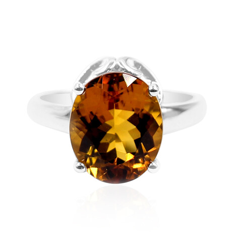 Anillo en plata con Escapolita cognac