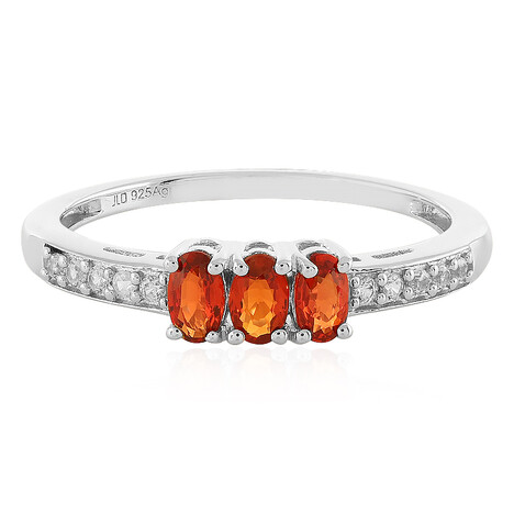 Anillo en plata con Rubí rojo atardecer