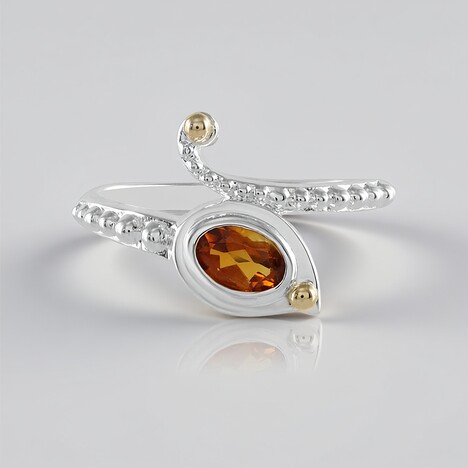 Anello in argento con Citrino Madeira (Granulieren)