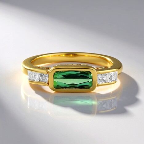Anello in argento con Tormalina Verde di Benedito (Adela Silber)