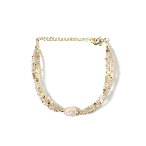 Bracelet en argent et Perle de culture d'eau douce de couleur pêche (Riya)