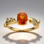 Anello in oro con Zaffiro Arancione Ban Ka Cha