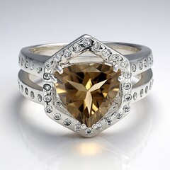 Anello in argento con Quarzo Fumè