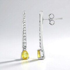 Orecchini in argento con Zaffiro Ceylon Giallo