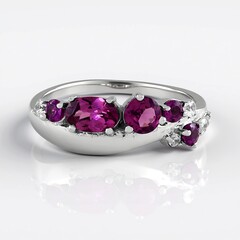 Magenta-Granat-Silberring