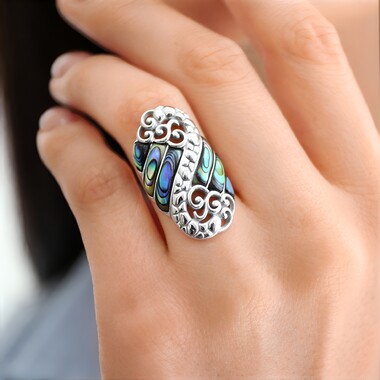 Anello in argento con Conchiglia Abalone (Art of Nature)
