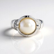 Bague en argent et Perle de culture d'eau douce (Adela Silber)