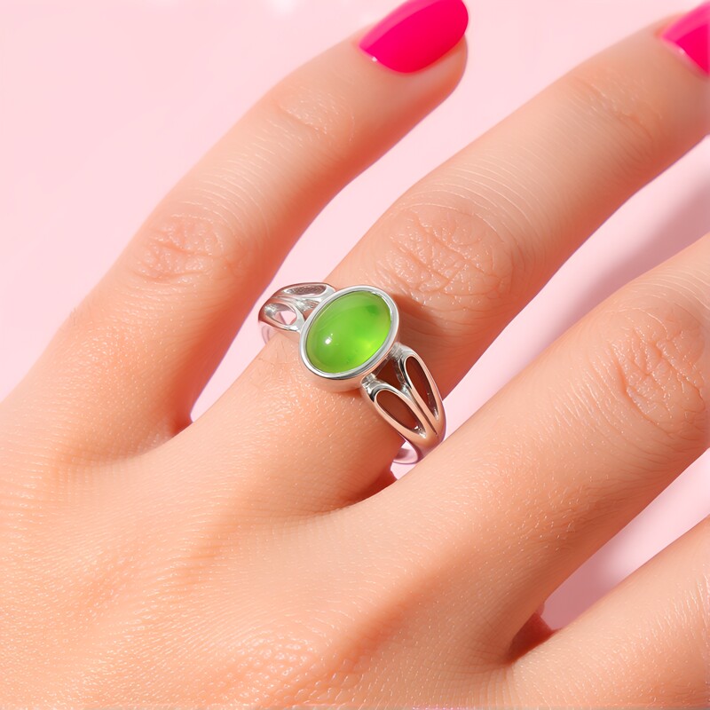 Anello in argento con Crisoprasio Imperiale