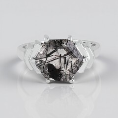Anello in argento con Quarzo Rutilato Nero