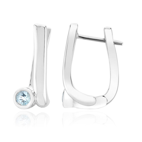 Boucles d'oreilles en argent et Aigue-marine du Mozambique (Pallanova)