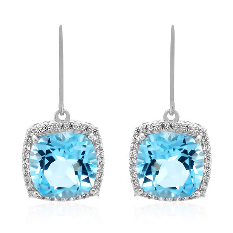 Himmelblauer Topas-Silberohrringe