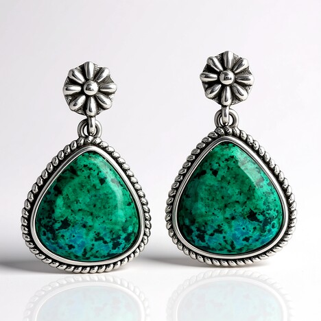 Chrysokolla Silver Earrings (Desert Chic)